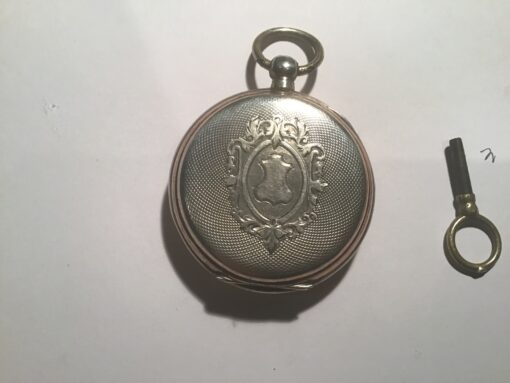 Sleutel horloge  zilver 0.800 anno 1900/10 met sleuteltje - Afbeelding 2